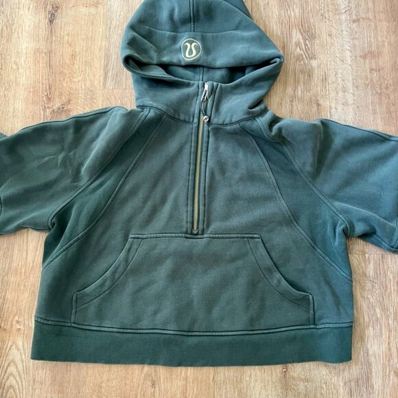 Lululemon Scuba Oversized Half Zip Hoodie *Gold Zip* Dark Forest, M - Picture 4 of 6